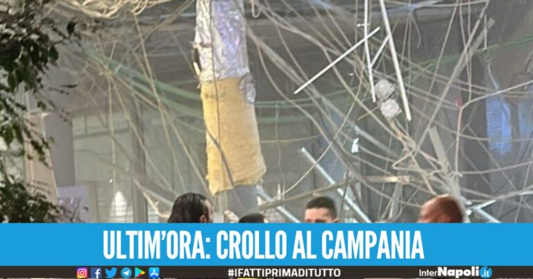 Crollo al Centro Commerciale Campania, cede una controsoffittatura
