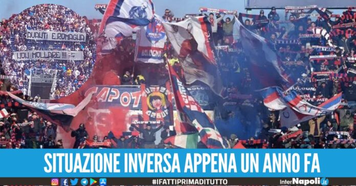 Striscione tifoseria del Napoli per Bologna
