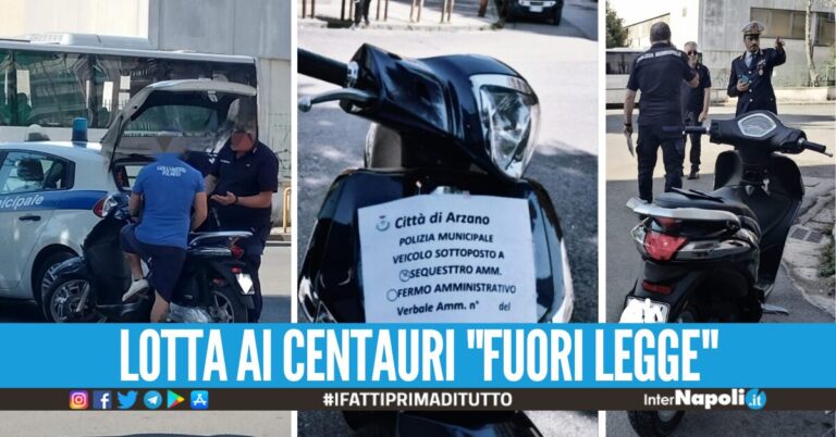 In giro per Arzano senza patente, casco e assicurazione: sequestri e sanzioni per 11mila euro
