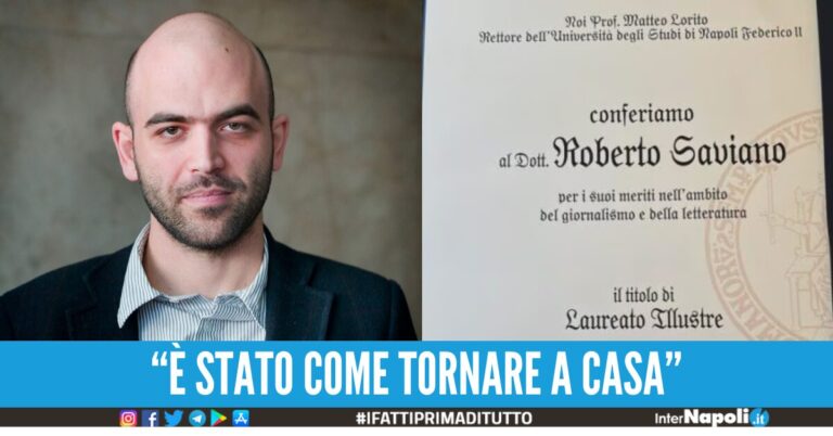 Roberto Saviano ‘laureato illustre’ alla Federico II: “Studiare a Napoli ha determinato tutta la mia vita”