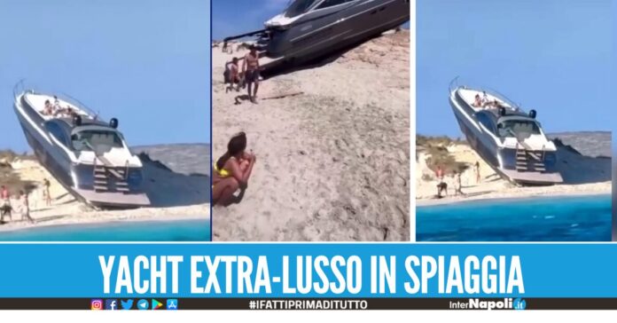 Yacht extra-lusso si arena su una spiaggia a Formentera, il video finisce in rete