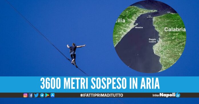 Il funambolo 32enne estone ha percorso i 3600 metri in programma in meno di tre ore cercando di realizzare un'impresa senza precedenti.