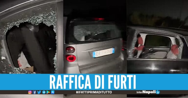 Oltre 10 auto scassinate alla spiaggia libera di Lago Patria: le immagini del raid