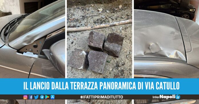 lancio di sampietrini sulle auto posillipo