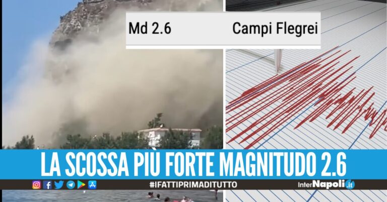Crolla il costone a Monte di Procida: negli stessi minuti uno sciame sismico ai Campi flegrei