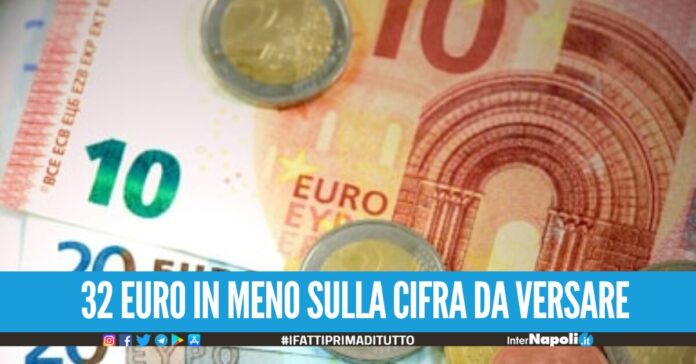 32 euro in meno sulla cifra da versare