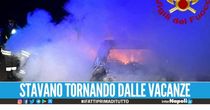 Paura sull'autostrada Napoli-Canosa, brucia l'auto della famiglia