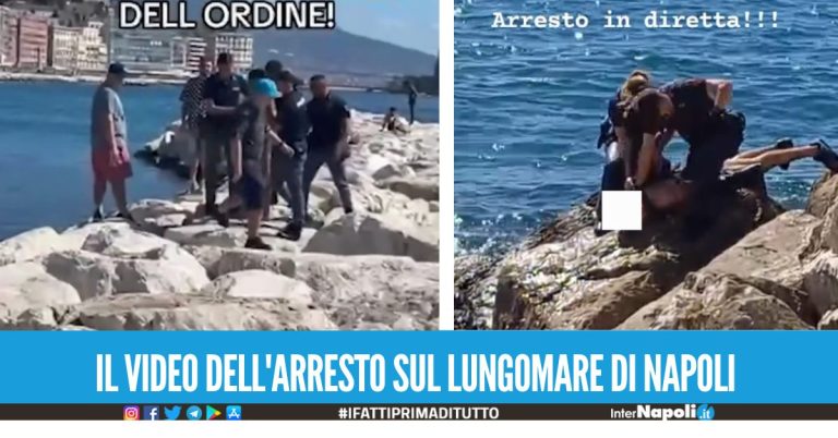 Clamoroso arresto sul lungomare di Napoli, tenta di fuggire tuffandosi in mare e scappando sugli scogli