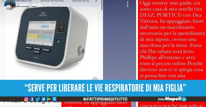 rubato dispositivo salvavita a bimba portici