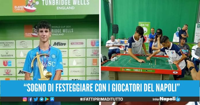 grande gioia per francesco manfredelli, il ragazzo di napoli ha vinto i mondiali di calcio da tavolo under-16