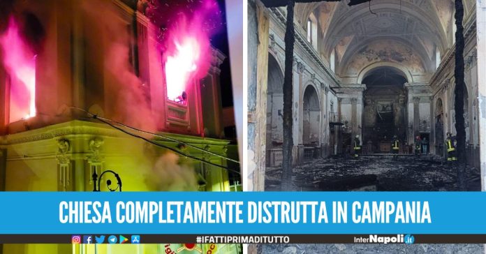 [Video]. Rogo choc in Campania, incendio distrugge la chiesa di San Ciriaco a Torre le Nocelle