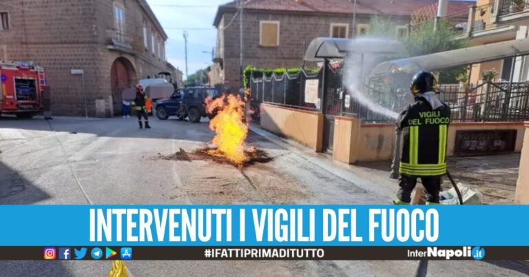 Paura nel Casertano, tranciato un tubo del gas durante i lavori: divampa un incendio