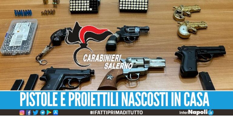 Follia nel Salernitano, spara contro il fratello e nasconde un arsenale in casa