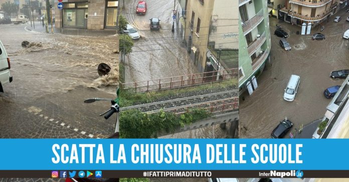Bomba d'acqua in provincia di Napoli paura per frane e allagamenti