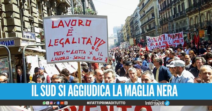 Tasso d’occupazione al 48,4% a fronte di una media del 75,3%. Il Mezzogiorno si guadagna la maglia nera.