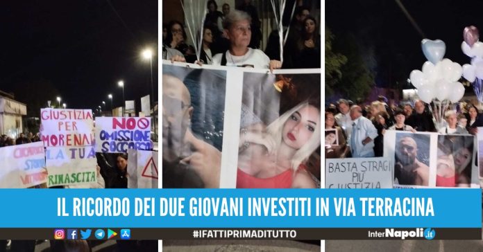 Kekko e Lucia investiti e uccisi da un'auto, a Fuorigrotta una fiaccolata in memoria dei due giovani