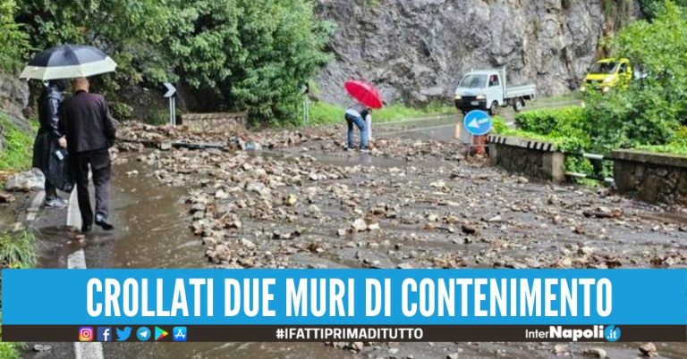 Il maltempo flagella la Penisola Sorrentina, colate di fango e detriti si riversano in strada