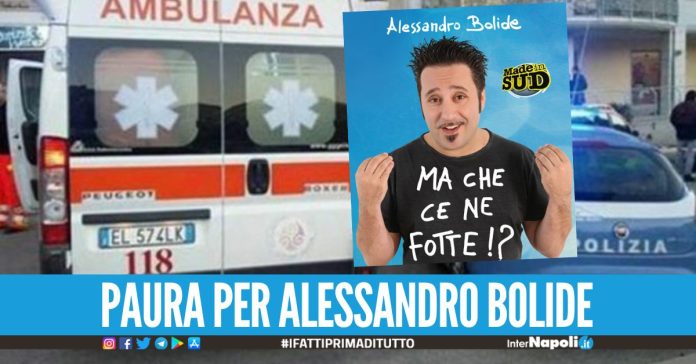 Seduto sul parapetto del balcone, paura per il noto comico Alessandro Bolide