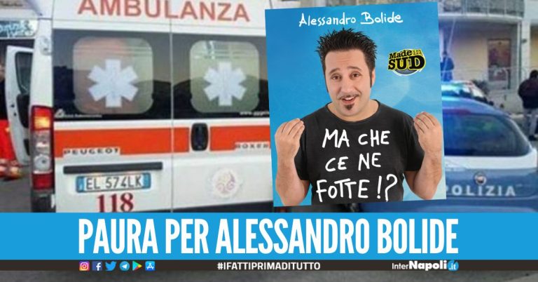Seduto sul parapetto del balcone, paura per il noto comico Alessandro Bolide