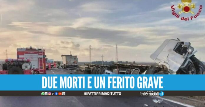 Grave incidente tra due camion, morti due autotrasportatori salernitani