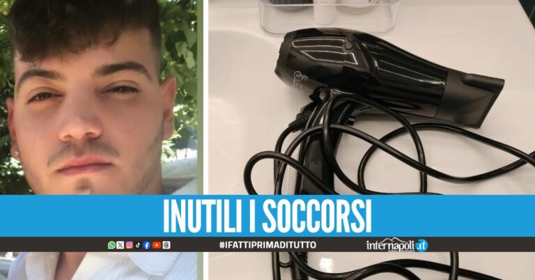 Luigi Ciaccia muore a 23 anni, folgorato dal phon mentre si asciuga i capelli in bagno