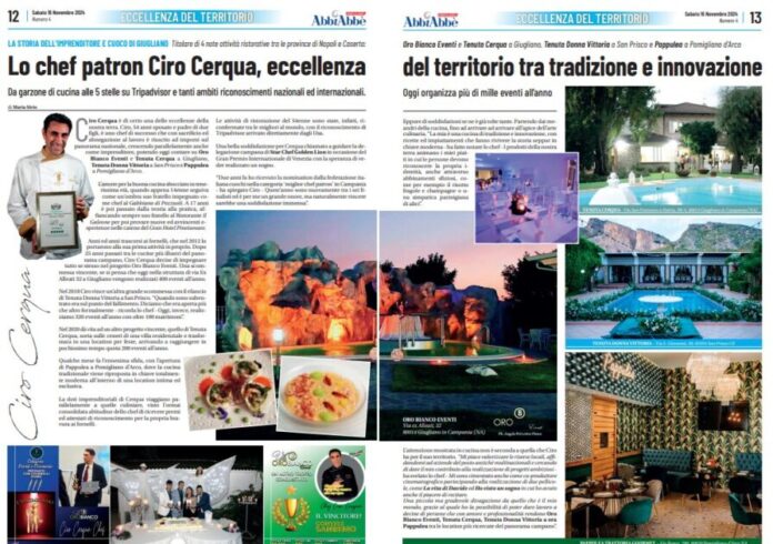 Lo chef patron Ciro Cerqua, eccellenza del territorio tra tradizione e innovazione