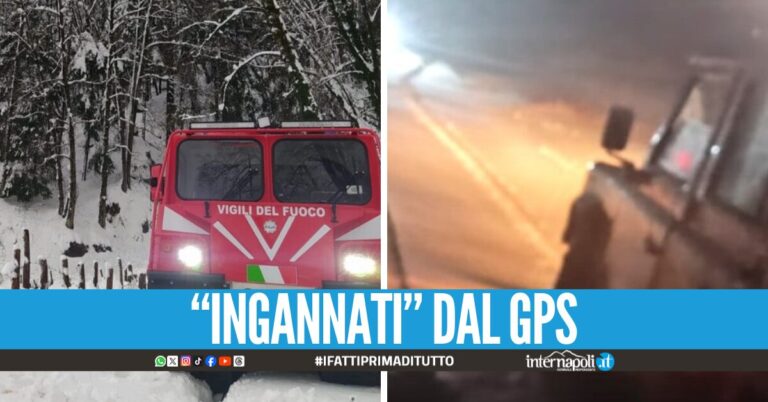 Bufera di neve si abbatte sulle auto, due famiglie di Napoli salvate dai vigili del fuoco