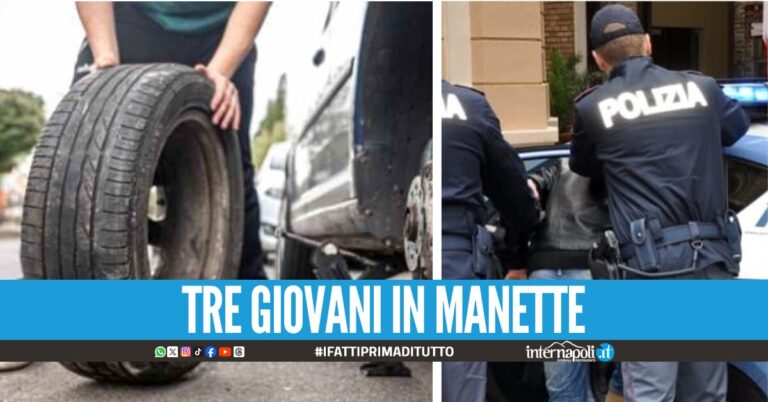 Ladri seriali di pneumatici arrestati a Napoli, sorpresi mentre smontano i bulloni