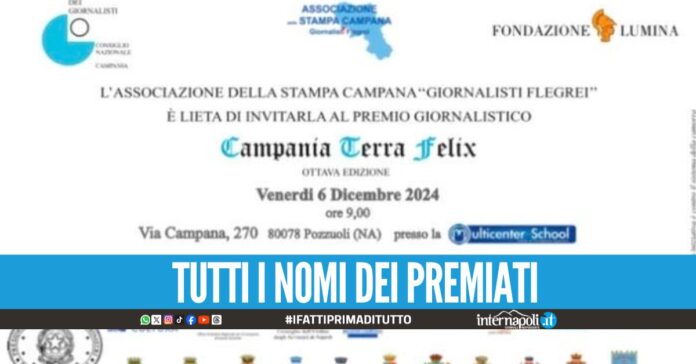 Premio giornalistico internazionale “Campania Terra Felix”, tutto pronto per l'ottava edizione