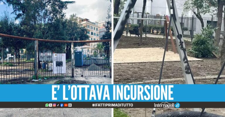 Raid al parco Mascagna al Vomero, imbrattata l'altalena nell'area giochi per i bambini