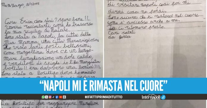 Passa le vacanze di Natale a Napoli e le dedica una lettera, la bimba di Monza commuove i social