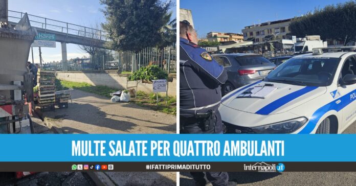 Controlli tra le bancarelle a Giugliano, sequestrati 200 kg di frutta e verdura 