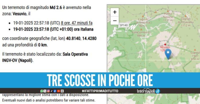 Trema ancora la terra a Napoli, scossa di magnitudo 2.6 sul Vesuvio
