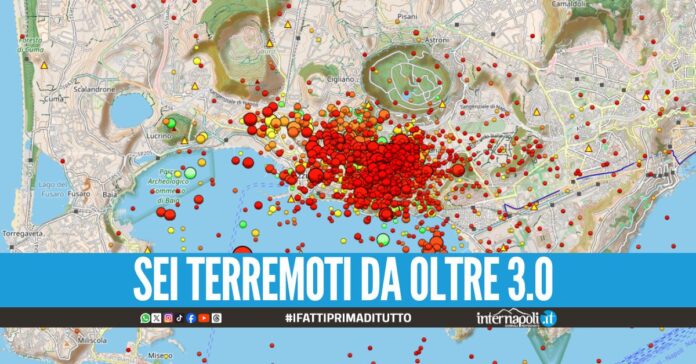 Da sabato registrate 556 scosse nei Campi Flegrei, il report dell'Ingv