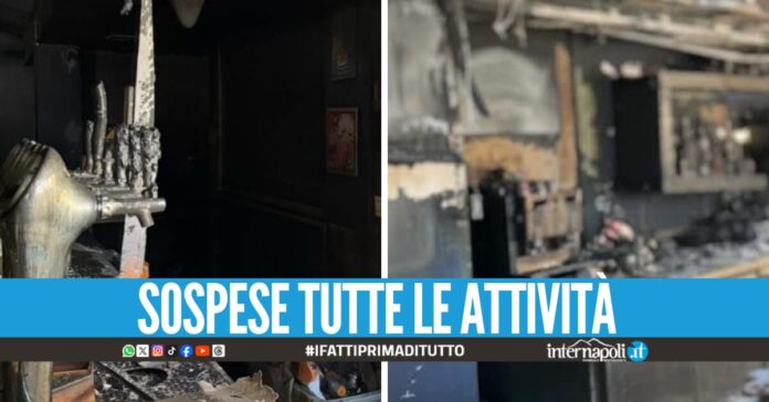 Tremendo incendio a Lusciano, noto pub devastato dalle fiamme