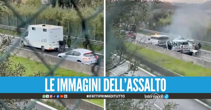 Assalto al portavalori con fucili ed esplosivi, banda in fuga col bottino di 4 milioni del caveau