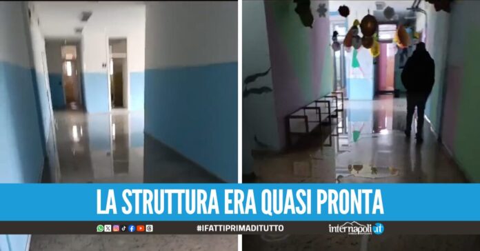 Raid nel nuovo asilo nido a Torre Annunziata, ladri via con water e rubinetti dai bagni