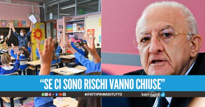 De Luca ''Controlli rigorosi su Co2 nelle scuole, la salute viene prima di tutto''