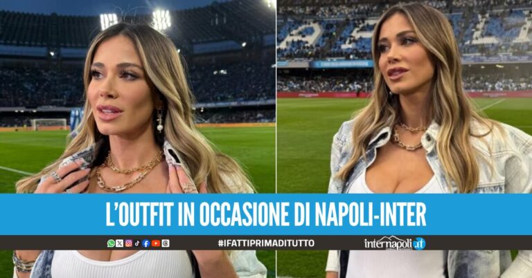 Non è passato inosservato l'outfit di Diletta Leotta nel pre partita di Napoli-Inter. La conduttrice DAZN indossava un completo effetto