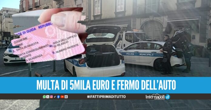 Giugliano, posto di blocco in piazza Annunziata donna alla guida dell'auto con la patente falsa