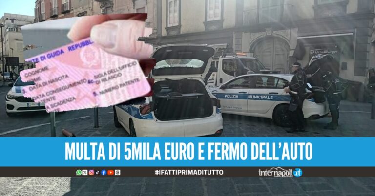 Giugliano, posto di blocco in piazza Annunziata donna alla guida dell'auto con la patente falsa