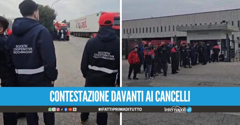 Protesta di corrieri e facchini Bartolini a Casandrino, 150 lavoratori bloccano i camion dell'azienda