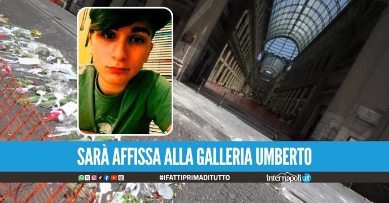 Una targa ricorderà Salvatore Giordano, lo studente morto per il crollo in Galleria