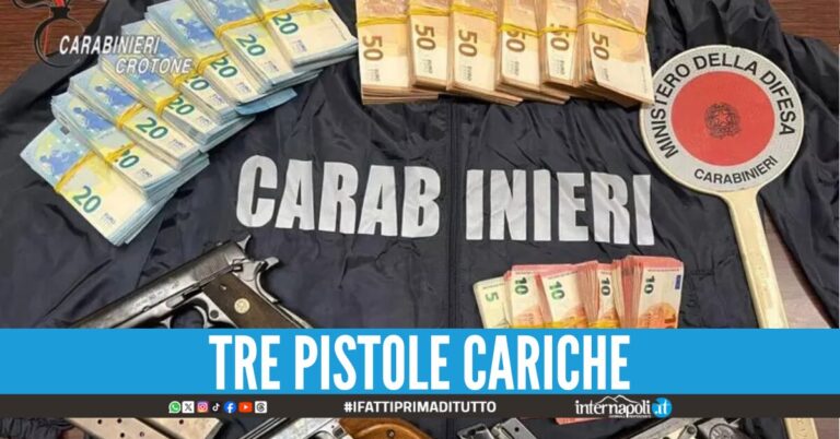 Armi e 48mila euro in auto arrestati due campani a Crotone