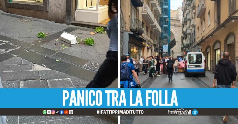 Tragedia sfiorata in via Chiaia, vaso cade dal balcone e si schianta a terra