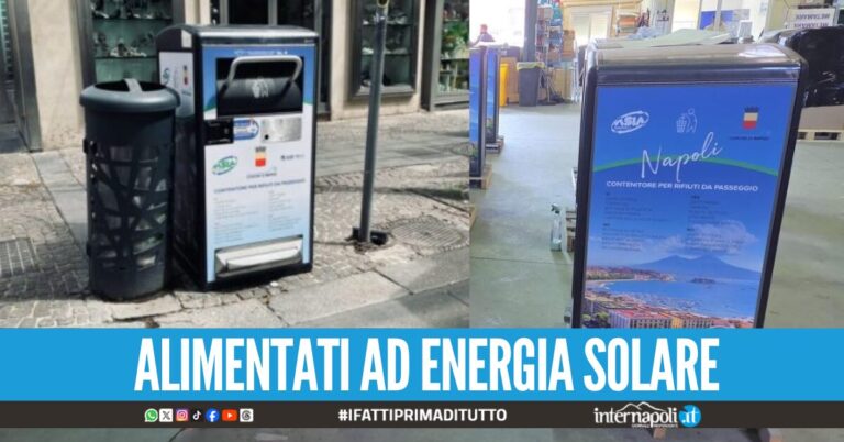 Arrivano al Vomero i cestini intelligenti: compattano la spazzatura e segnalano quando sono pieni