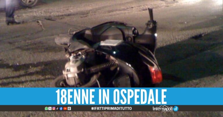 Grave incidente a Nola, ragazzino in scooter finisce contro un'auto