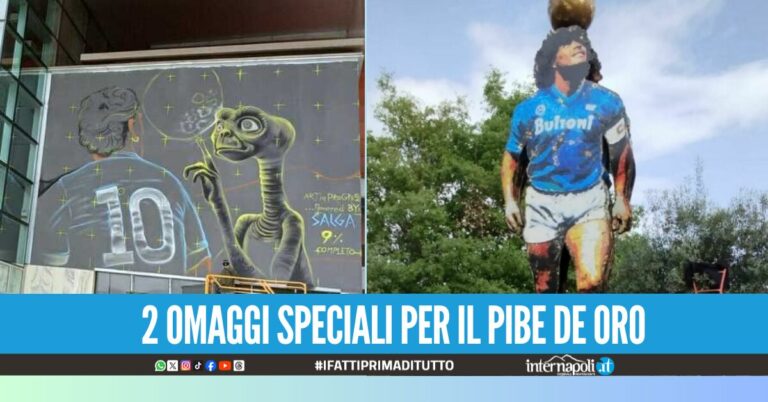 Maradona a Napoli è sempre più un 'alieno', murale con E.T. e statua record ai Quartieri Spagnoli