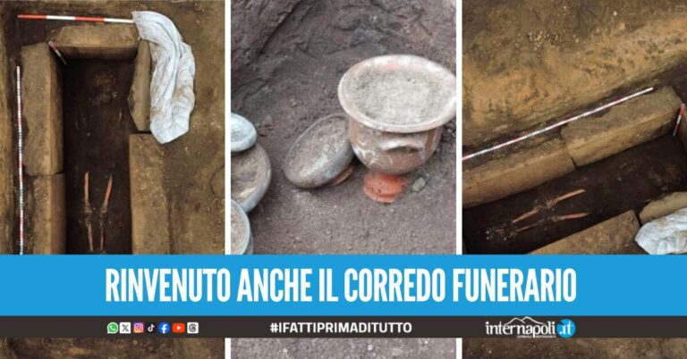 Straordinaria scoperta archeologica ad Acerra, dagli scavi per l'impianto fognario riemergono due tombe