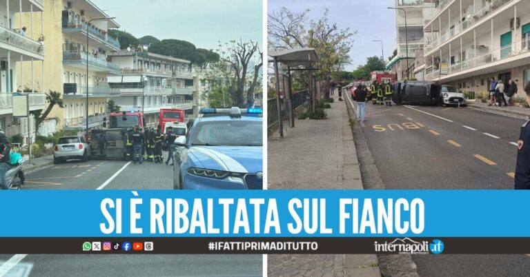 Ancora un incidente a Posillipo, auto si schianta e si ribalta in via Petrarca